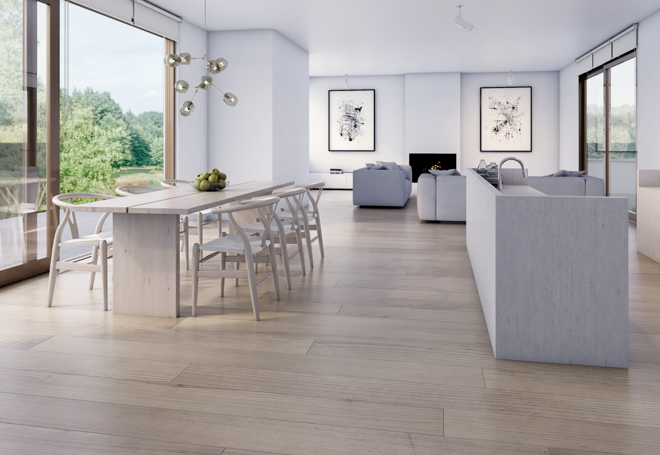 Living room with tv and 2 bean bags